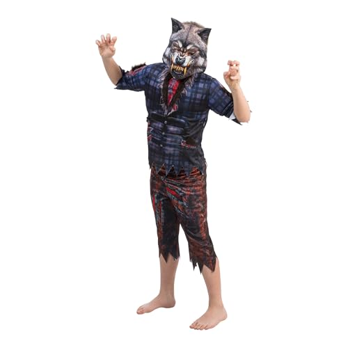 Chaks - Kinderkostüm Werwolf, 3-teiliges Set, Maske, Oberteil & Hose, gruselige Verkleidung für Halloween und Karneval Chaks - Kinderkostüm Werwolf, 3-teiliges Set, Maske, Oberteil & Hose, gruselige Verkleidung für Halloween und Karneval von Chaks