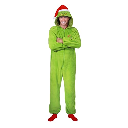 Chaks - Kostüm Der Grinch™, Overall für Erwachsene, Jumpsuit, Onesie für Karneval, Weihnachtskostüm von Chaks