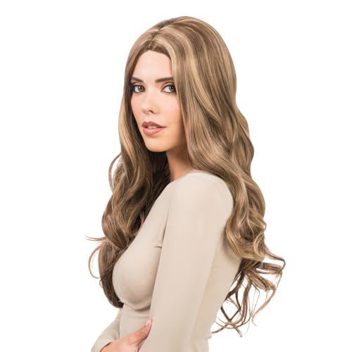 Chaks - Perücke für Damen, 63 cm Wellen, Mix aus Blond und Braun, Synthetik Haar für Festival, Cosplay & Alltag Chaks - Perücke für Damen, 63 cm Wellen, Mix aus Blond und Braun, Synthetik Haar für Festival, Cosplay & Alltag von Chaks