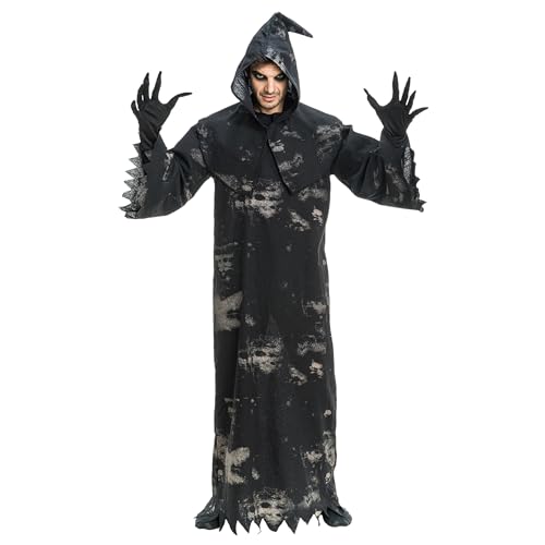 Chaks - Seelenschlächter Kostüm Set 3-teilig, Robe, Kapuze & Handschuhe, düstere Verkleidung für Halloween und Karneval von Chaks
