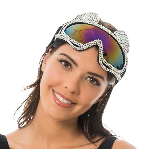 Chaks - Skibrille mit Katzenohren, Glitzer Strass Brille für Damen, Accessoires für Karneval, Après-Ski, Festival Chaks - Skibrille mit Katzenohren, Glitzer Strass Brille für Damen, Accessoires für Karneval, Après-Ski, Festival von Chaks