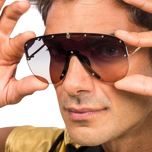 Chaks - Sonnenbrille Herren, Rapper, goldenes Gestell, großes getöntesGlas, Festival, Karneval, JGA Accessoire Chaks - Sonnenbrille Herren, Rapper, goldenes Gestell, großes getöntesGlas, Festival, Karneval, JGA Accessoire von Chaks
