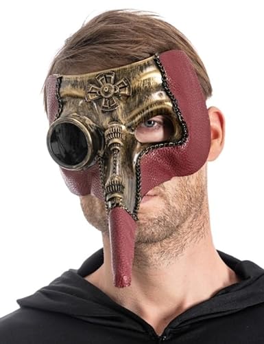 Chaks Steampunk Pest Maske Plague Doctor zum Kostüm | Bronze Bordeaux von Chaks