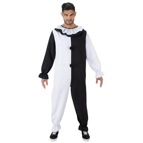 Chaks - Terrifier Art the Clown Jumpsuit, Zweifarbiger Schwarz-Weiß Horror Look, Kostüm Overall für Halloween Chaks - Terrifier Art the Clown Jumpsuit, Zweifarbiger Schwarz-Weiß Horror Look, Kostüm Overall für Halloween von Chaks