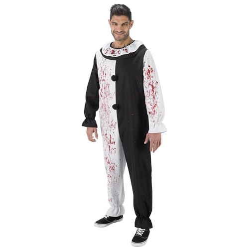 Chaks - Terrifier Art the Clown Jumpsuit, Zweifarbiger Schwarz-Weiß Horror Look, Kostüm Overall für Halloween von Chaks