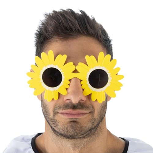 Chaks - Terrifier Blumen Brille, Gelb mit schwarzen Gläsern, Partybrille für Karneval, Festival, Horror Kostüme von Chaks