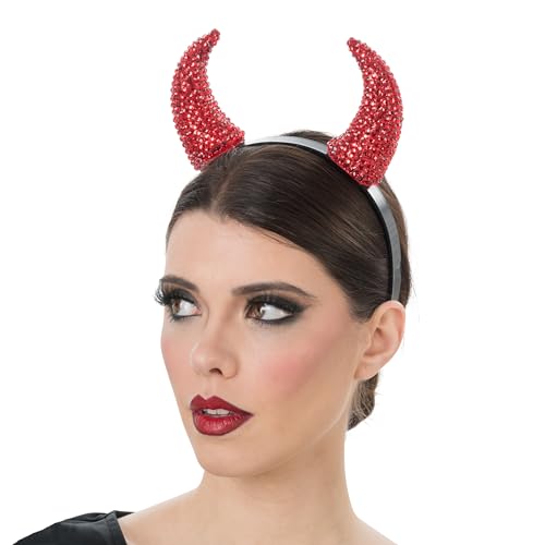 Chaks - Teufel Haarreif mit glitzernden Hörnern in Rot oder Schwarz, Kostüm Accessoires für Halloween und Karneval Chaks - Teufel Haarreif mit glitzernden Hörnern in Rot oder Schwarz, Kostüm Accessoires für Halloween und Karneval von Chaks