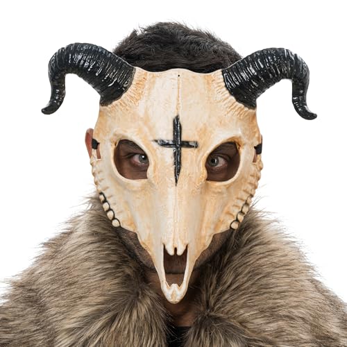 Chaks - Teufelsmaske mit Hörnern, Halbmaske mit Kreuzsymbol, Kostüm Accessoires für Halloween, Karneval & Horrorparty Chaks - Teufelsmaske mit Hörnern, Halbmaske mit Kreuzsymbol, Kostüm Accessoires für Halloween, Karneval & Horrorparty von Chaks