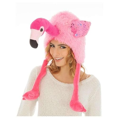 Chaks Tier Mütze Flamingo Einheitsgröße Erwachsene rosa Hut Fasching Karneval Spass-Mütze von Chaks