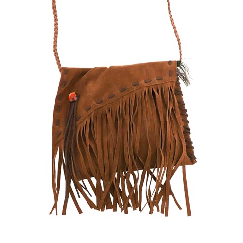 Chaks - Umhängetasche braun, Damen, Crossbody Boho Handtasche mit Fransen in Wildlederoptik für Festival, Karneval Chaks - Umhängetasche braun, Damen, Crossbody Boho Handtasche mit Fransen in Wildlederoptik für Festival, Karneval von Chaks