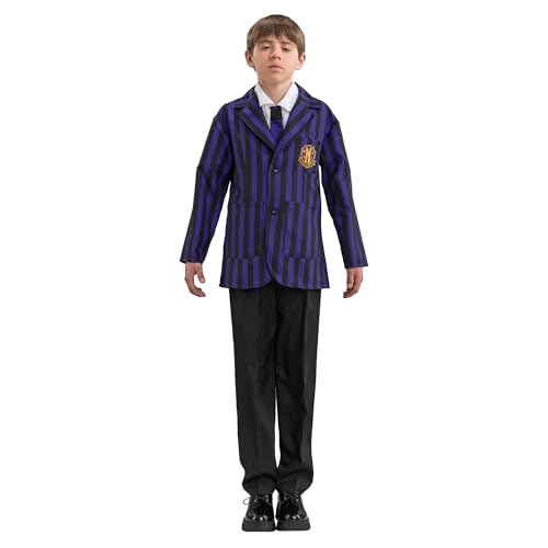 Chaks Wednesday Filmkostüm Xavier für Jungen | Schuluniform Schwarz Lila - Addams Family (140) von Chaks