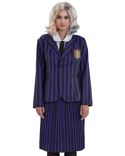 Chaks Wednesday Kostüm Enid für Damen | Schuluniform Schwarz Lila - Addams Family L von Chaks