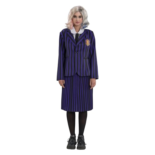 Chaks Wednesday Kostüm Enid für Kinder | Schuluniform Schwarz Lila - Addams Family 140 von Chaks