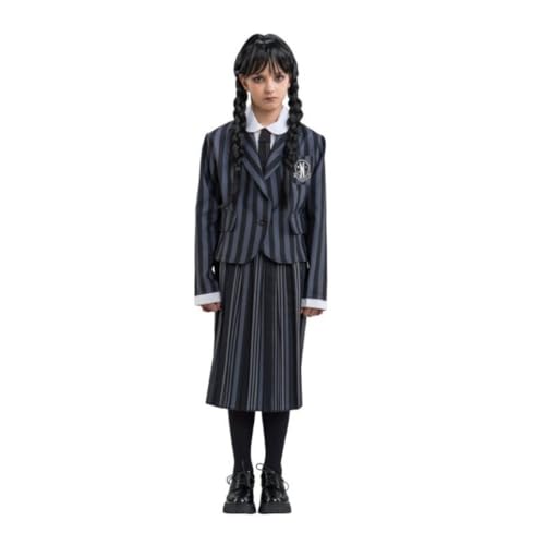 Chaks Wednesday Kostüm Schuluniform Nevermore Wednesday Addams für Kinder Gr. 140-164 schwarz Halloween Fasching (140) von Chaks