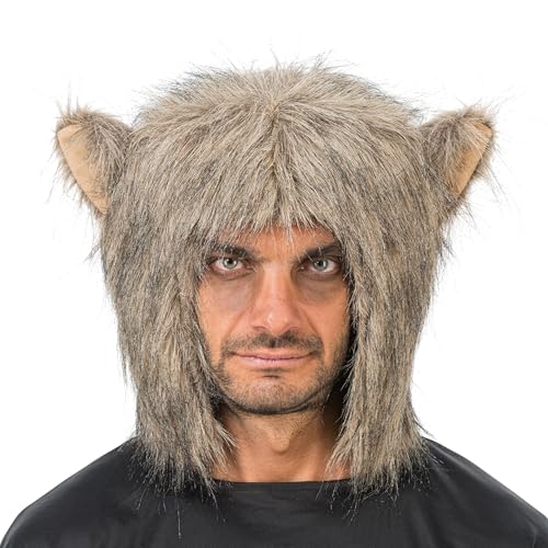 Chaks - Werwolf Mütze mit Fell und Ohren, Tierkopf mit Kunstfell, Kostüm Accessoires für Halloween und Karneval Chaks - Werwolf Mütze mit Fell und Ohren, Tierkopf mit Kunstfell, Kostüm Accessoires für Halloween und Karneval von Chaks