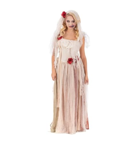 Geisterbraut Kostüm "Cristina" für Damen mit Schleier | Creme Rot (L) von Chaks