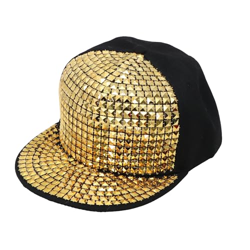 Gold Rock Star Cap mit goldenen Nieten für Erwachsene - Schwarz/Gold - Coole Schirmmütze Basecap Rapper Hip Hop 80er Jahre Party Kostüm Gold Rock Star Cap mit goldenen Nieten für Erwachsene - Schwarz/Gold - Coole Schirmmütze Basecap Rapper Hip Hop 80er Jahre Party Kostüm von Chaks