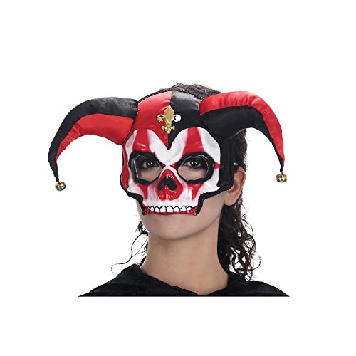 Harlekin Maske Totenkopf Rot Schwarz Gold – Zubehör für Verkleidung – Cosplay für Halloween – Thema: Clown von Chaks