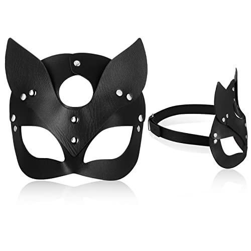 Chalyna Halloween Katzen Maske Damen Maskerade Maske Schwarze Halloween Katze Augenmaske Halbes Gesicht Maske für Frauen Halloween Party Cosplay Kostüm Zubehör (Klassischer Stil) von Chalyna