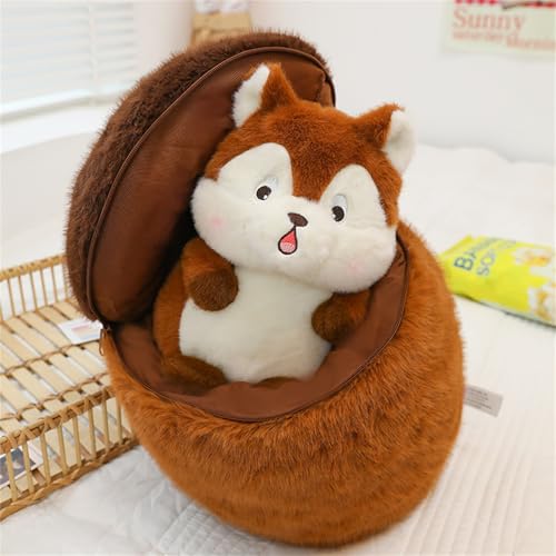 Champracer Eichhörnchen in Einer Nuss Plüschtier, Eichhörnchen-Plüschtier, Eichkätzchen Plüsch Puppe, Weich und bequem Eichhörnchen Kuscheltier, Geschenk für Kinder, Mädchen und Jungen (40 cm,braun) von Champracer