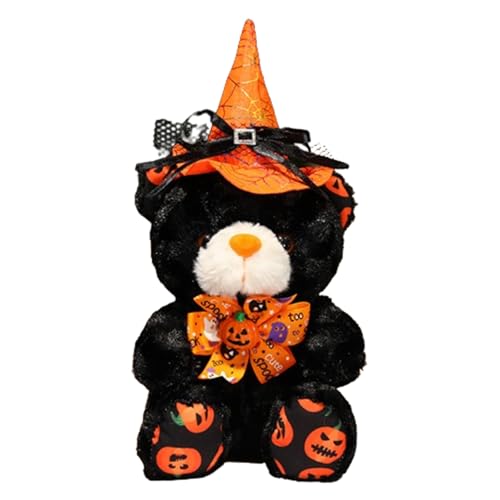 Champracer Halloween-Bär Teddybär Weiches Fell Teddybär mit Kapuze Plüschtier Kuscheltier Stofftier Geschenk Jungen und Mädchen (23 cm) (Orange Schwarzer Bär) von Champracer