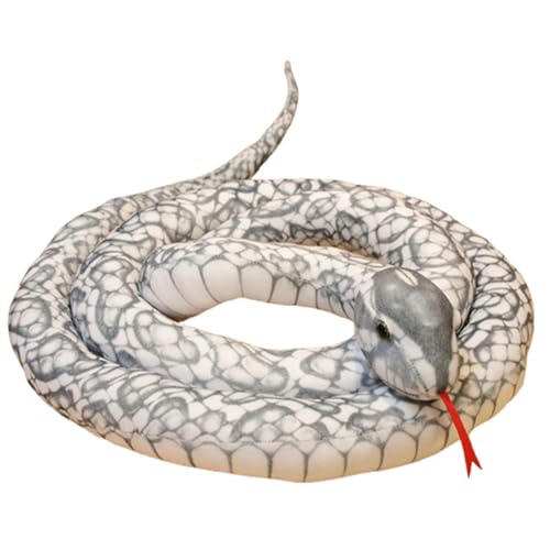Champracer Schlange Kuscheltier, Plüschtier Riesige Schlange, Schlange Spielzeug, Große Plüschtier Realistische Schlange, Geschenk für Kinder Jungen Mädchen (110 cm,Weiß) von champracer