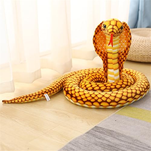 Champracer Schlange Kuscheltier, Python Plüsch Spielzeug, Realistische Kobra Plüschtier, Schlange Stofftier für Geburtstag Party Prank Requisiten (80 cm,Gelb) von Champracer