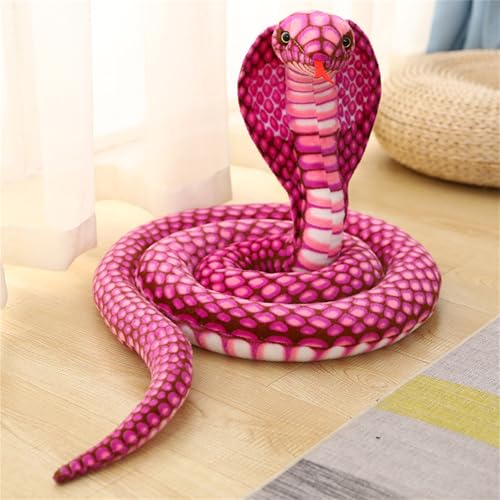 Champracer Schlange Kuscheltier, Python Plüsch Spielzeug, Realistische Kobra Plüschtier, Schlange Stofftier für Geburtstag Party Prank Requisiten (80 cm,Rose) von Champracer