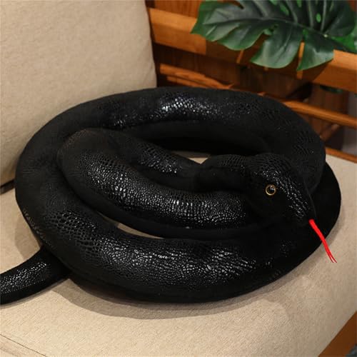 Champracer Schlange Plüschtiere, Realistische Plüschschlange, Glänzende Schlange Plüschtiere, Kuschelschlange Plüschstofftier, Geschenke für Kinder (160 cm,Schwarz) von Champracer