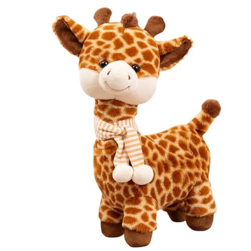 Champracer Stofftier Plüschtie Niedliche Giraffe Plüschpuppe Hirsch Geburtstagsgeschenk Kinder schlafen mit Puppenschal Langer Hals (55 cm) von Champracer