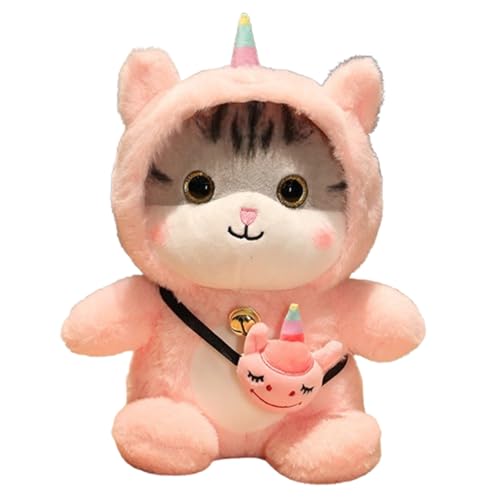 Champracer Katze Plüschtier, Cartoon Katze Tier Stofftier Plüsch Puppe, gekleidet in Dinosaurier Kostüm Weiche Kuscheltiere, Süße Katze Kuscheltier für Kinder Jungen Mädchen Geschenk (35 cm,Einhorn) von Champracer