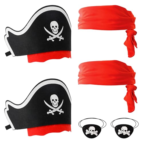 Chanaco Piraten-Zubehör, Kostüm für Damen und Herren, Piraten-Augenklappe, Hut und Schärpe, Gürtel für Cosplay, Halloween, Dekorationen, Kapitänsparty, 6 Stück Chanaco Piraten-Zubehör, Kostüm für Damen und Herren, Piraten-Augenklappe, Hut und Schärpe, Gürtel für Cosplay, Halloween, Dekorationen, Kapitänsparty, 6 Stück von Chanaco