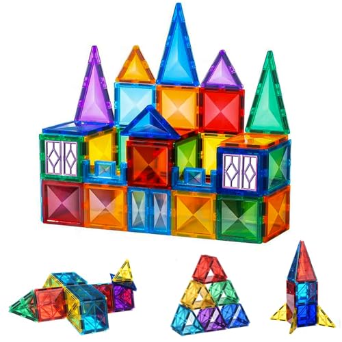 ChaneeHann Magnetische Bausteine 50 Teile,Magnetspielzeug Magnete Bauklötze,Baukasten Kinder Magnetbausteine,für den Einsatz zu Hause, in Schulen, für 3+ Jahre alte Jungen und Mädchen von ChaneeHann