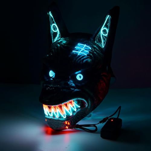 ChaneeHann LED Werwolf Maske für Halloween - 3 Blinkmodi, Robuster Kunststoff, Gesichtsmaske für Kostümparty & Grusel-Events ChaneeHann LED Werwolf Maske für Halloween - 3 Blinkmodi, Robuster Kunststoff, Gesichtsmaske für Kostümparty & Grusel-Events von ChaneeHann
