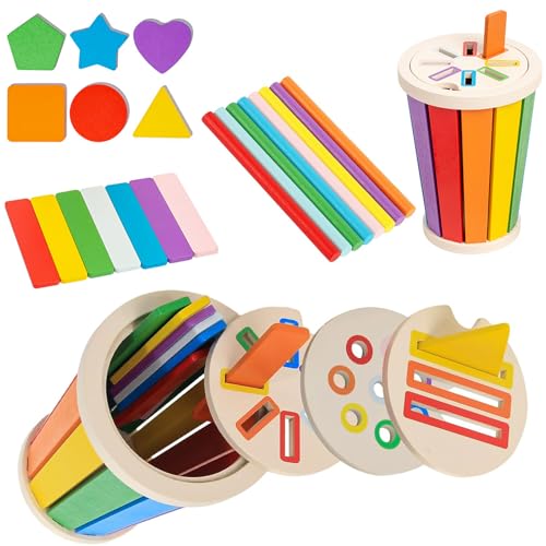 ChaneeHann Montessori Holzspielzeug – Pädagogisches Sortierspiel für Kinder, Farben & Formen Lernspiel – Motorikspielzeug ab 2 3 4 Jahre, Frühe Entwicklung & Sensorisches Spielzeug von ChaneeHann