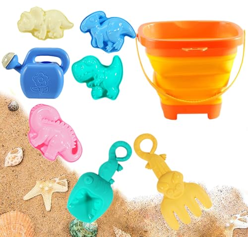 ChaneeHann Sandspielzeug ab 1 Jahr, 8-teiliges Set mit faltbaren Eimern und Sandformen, Strandspielzeug für Kinder ab 2, 3, 4 5 Jahre Mädchen Junge Sandkasten Spielzeug, Outdoor Spielzeug von ChaneeHann