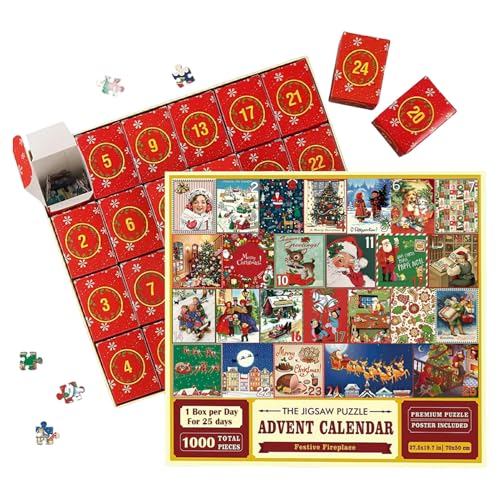 ChaneeHann Weihnachtspuzzle 1000 Teile für Erwachsene und Kinder, 25 Themen Puzzle Weihnachten mit 100% Recycelt, Fortschrittliche Schneidetechnik, Präzise Passform, Dekoration von ChaneeHann