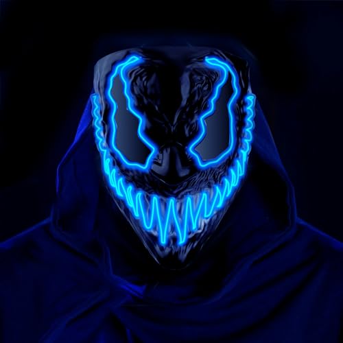 ChaneeHann LED Halloween Maske Mit 3 Beleuchtungsmodi, The Purge Maske im Dunkeln Leuchtend für Karneval, Halloween, Partys von ChaneeHann