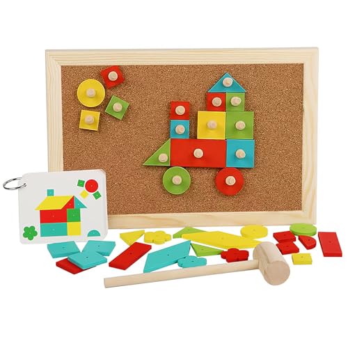 Hammerspiel für Kinder ab 3 Jahre,Motorikspielzeug Hammer und Nagelspiel mit Korkplatte und Mehrfarbig Blöcke,Holz Puzzle Spielzeug die Motorischen Feinmotorik und Kreativität des Kindes Geschenke Hammerspiel für Kinder ab 3 Jahre,Motorikspielzeug Hammer und Nagelspiel mit Korkplatte und Mehrfarbig Blöcke,Holz Puzzle Spielzeug die Motorischen Feinmotorik und Kreativität des Kindes Geschenke von ChaneeHann