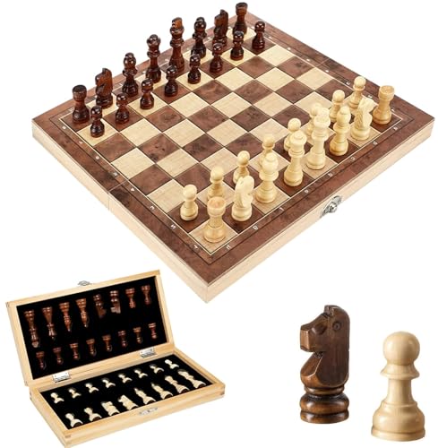 Magnetisches Schachspiel,Schachbrett Mit Schachfiguren,Schachspiel Aus Holz,29x29cm,Handgefertigtes Aus Echtholz,Tragbares Und Faltbares,FüR Kinder Erwachsene Party Reisen von ChaneeHann