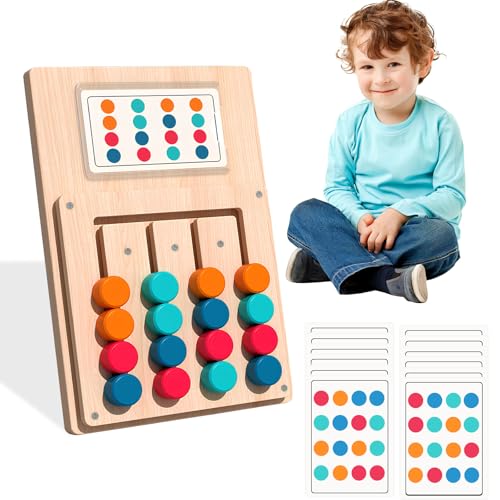 Montessori Spielzeug,Farben Sortierspiel,Activity Spiel,12 Karten, 24 Spielarten,Holzspielzeug Geschenk 4 Jahre MäDchen,Kinderspielzeug Lernspiele Holzpuzzle,FüR Lernspiel FüR Jungen & MäDchen von ChaneeHann