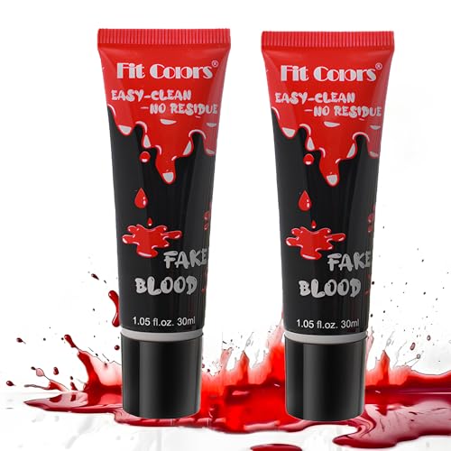 Profi Kunstblut,2 PCS 30ml Tropfendes Kunstblut,Künstliches Halloween Blut,Zombieblut,Kunstblut Set,Halloween Waschbar Kunstblut Make-up für Kleidung,Zombie,Vampir Cosplay & Dress Up von ChaneeHann