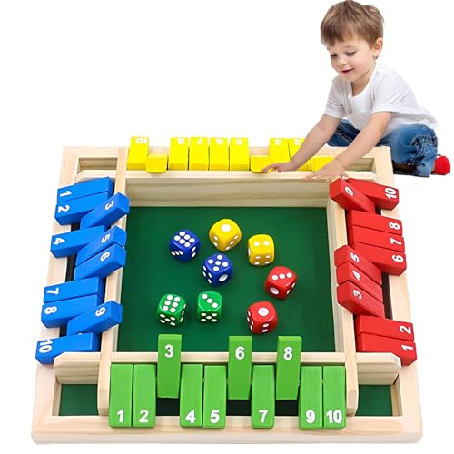 ChaneeHann Shut The Box - WüRfelspiel - Shut The Box Spiel - Spielbrett Mit 8 WüRfeln, Klappenspiel,Gesellschafspiel für die ganze Familie, Logikspiel für 2-4 Personen,für 2 bis 4 Spieler von ChaneeHann