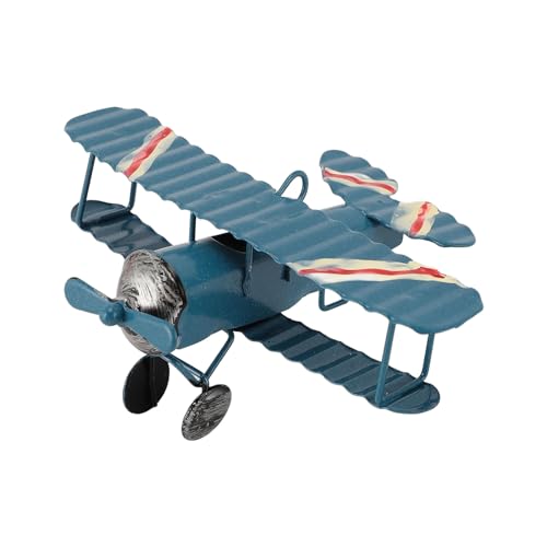 Changor Vintage Flugzeugmodell, Flugzeugschmuck, Retro Iron Art Flugzeug Ornament Autor für Kuchendekoration Fotografie Requisite (Blau) von Changor