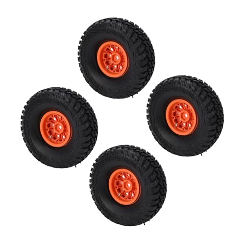RC-Car-Räder, Hervorragende Traktion, Gummi-RC-Car-Räder, Verschleißfeste 4-teilige Kunststoffnaben für 1/10 Ferngesteuerte Crawler (Orange) von Changor
