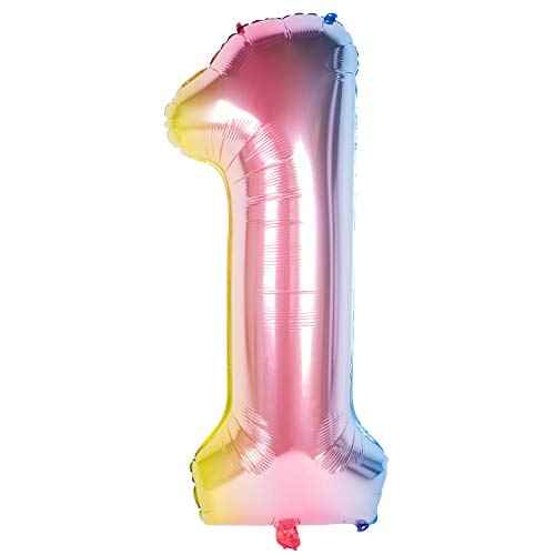 40 Zoll 0 to 9 in Regenbogen Nummer Folienballon Helium Zahlenballon Luftballon Riesenzahl Party Hochzeit Kindergeburtstag Geburtstag (Number 1) von CHANGZHONG