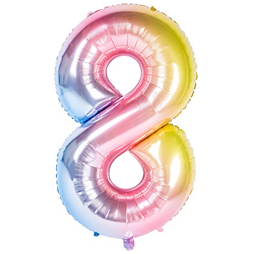 40 Zoll 0 to 9 in Regenbogen Nummer Folienballon Helium Zahlenballon Luftballon Riesenzahl Party Hochzeit Kindergeburtstag Geburtstag (Number 8) von CHANGZHONG