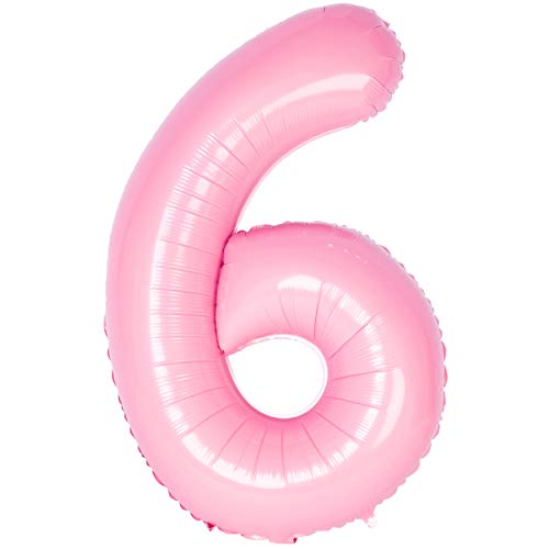 40 Zoll 0 to 9 in Tiffany Rosa Nummer Folienballon Helium Zahlenballon Luftballon Riesenzahl Party Hochzeit Kindergeburtstag Geburtstag Number 6 von CHANGZHONG