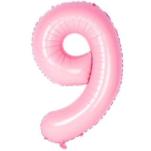 40 Zoll 0 to 9 in Tiffany Rosa Nummer Folienballon Helium Zahlenballon Luftballon Riesenzahl Party Hochzeit Kindergeburtstag Geburtstag Number 9 von CHANGZHONG