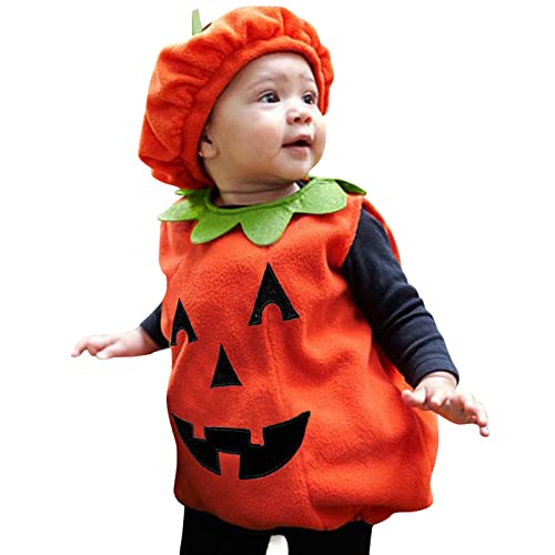 Halloween Kostüm Baby Junge Halloween Kürbis Faschingskostüme Junge Mädchen Unisex Bodysuit Jumpsuit Sets Weicher Strampelanzug Halloween Kostüm Kinder Jungen 98/104 Motto-Party, Karneval, Halloween von Chanpning